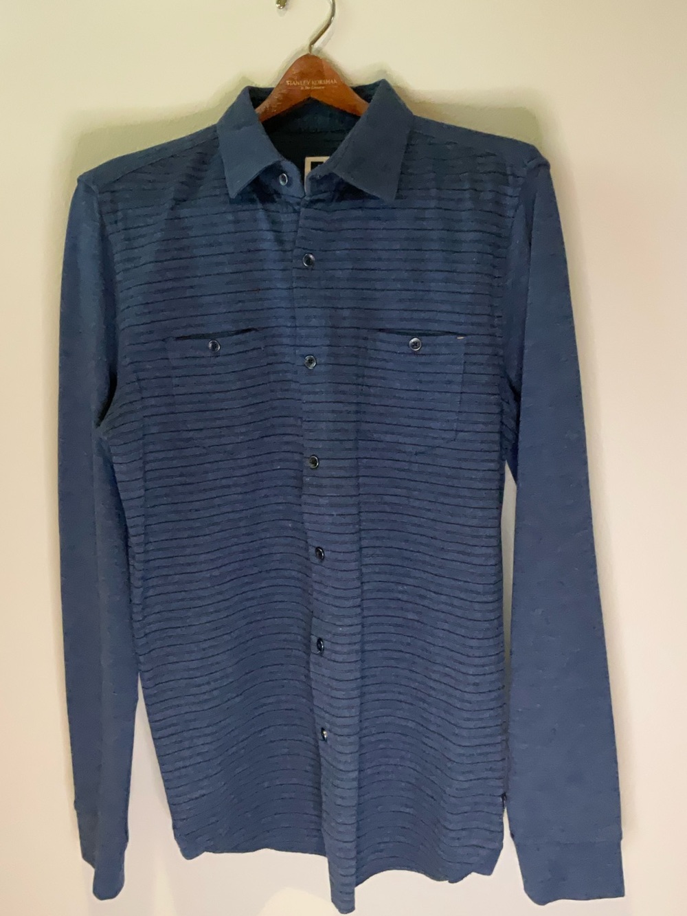 Howe No. 65 Creative Workforce Men's Blue Striped Brushed Cotton Long Sleeve